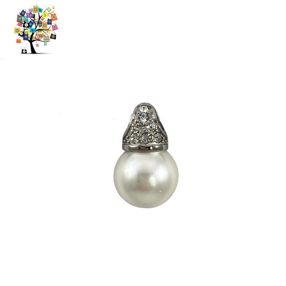 Pearl Drop Pendant/ Stainless Steel 7 Clear Crysta - Picture 2 of 5